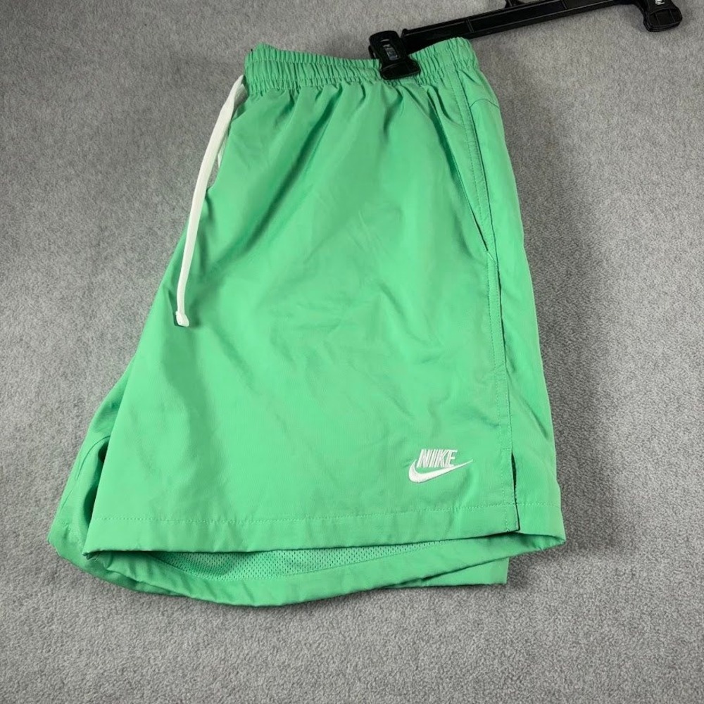 Nike Swim Trunks Men XL Green Solid Mesh Lined Volley Shorts Drawstring